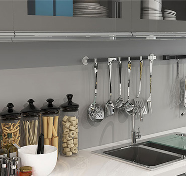 カスタム風化した灰色のキッチンキャビネットのデザイン